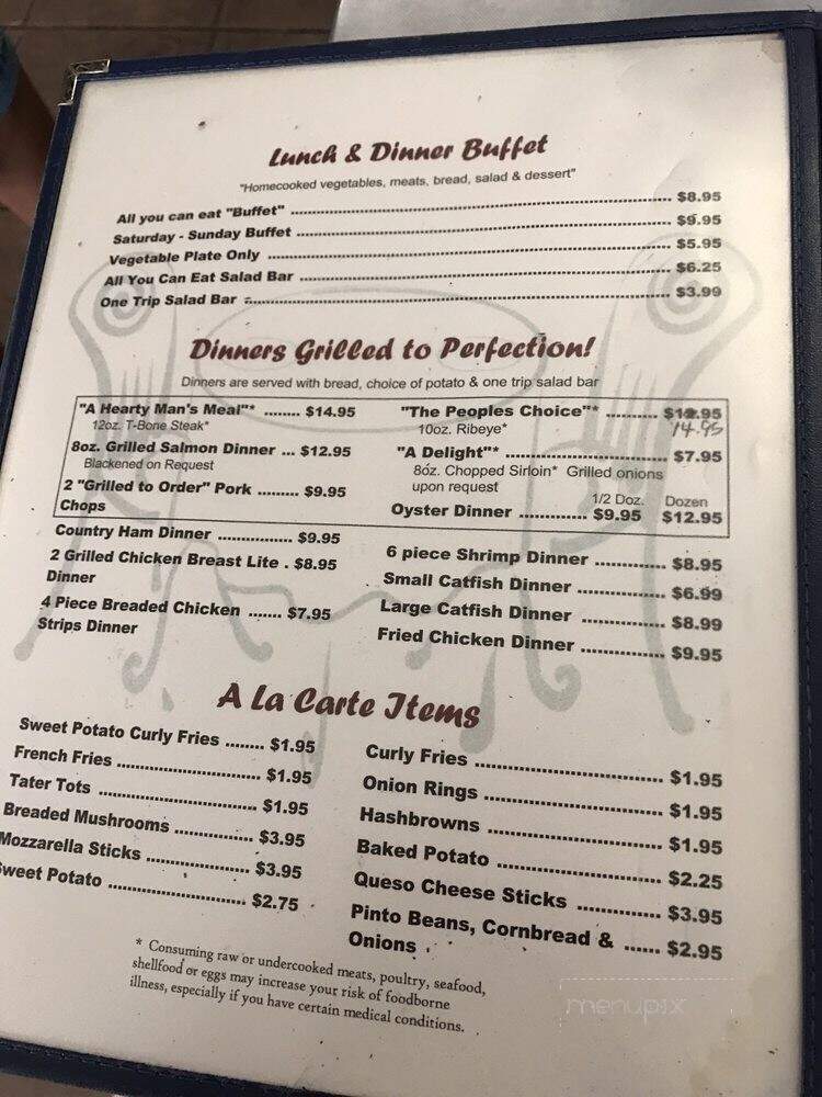 Menu of Watermill Restaurant in Cave City, KY 42127