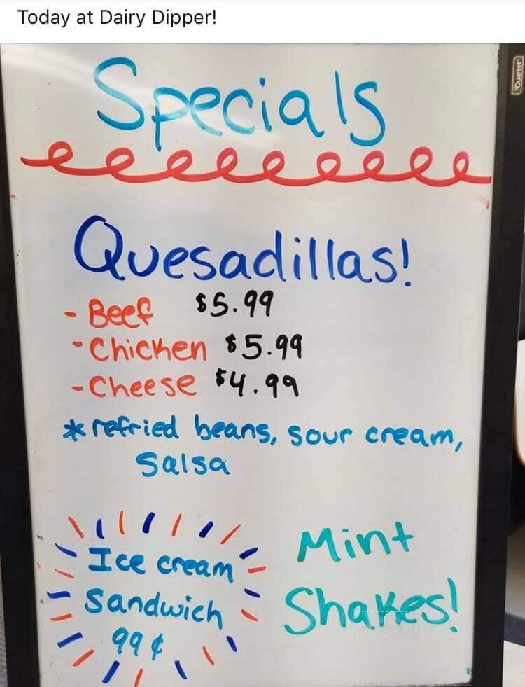 Menu of Dairy Dipper in Astoria, IL 61501