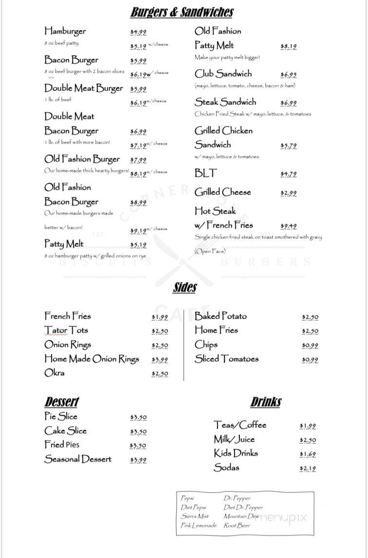 Online Menu of Cornerstone Cafe, Gainesville, TX