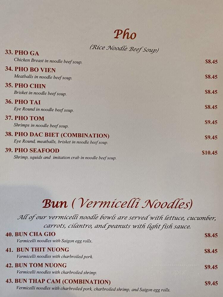 Menu of Saigon Asian Restaurant in Hereford, TX 79045