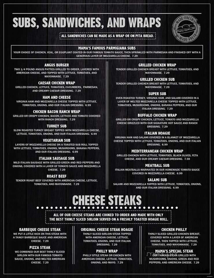 Online Menu of Mama's Pizza, Williamston, NC