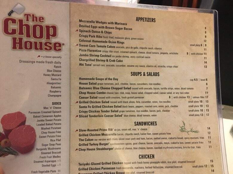 Menu of Chop House in Hendersonville, TN 37075