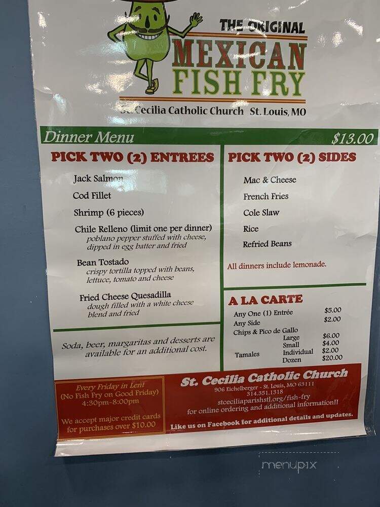 Menu of St Cecilia Mexican Fish Fry in Saint Louis, MO 63111