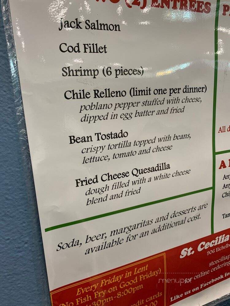 Menu of St Cecilia Mexican Fish Fry in Saint Louis, MO 63111
