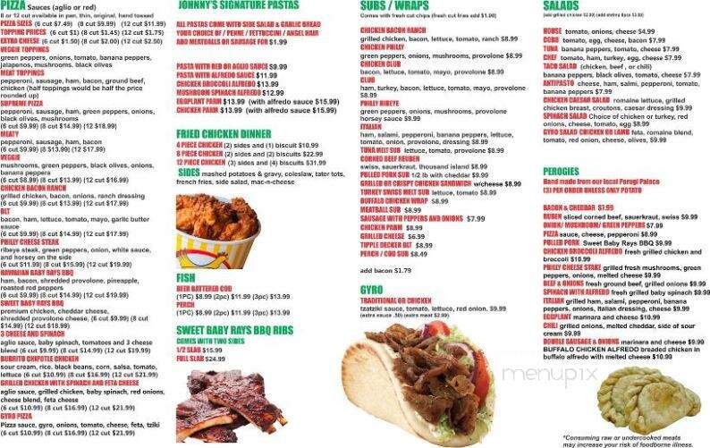 Online Menu of Johnny's Grill & Pizzeria, Newbury, OH