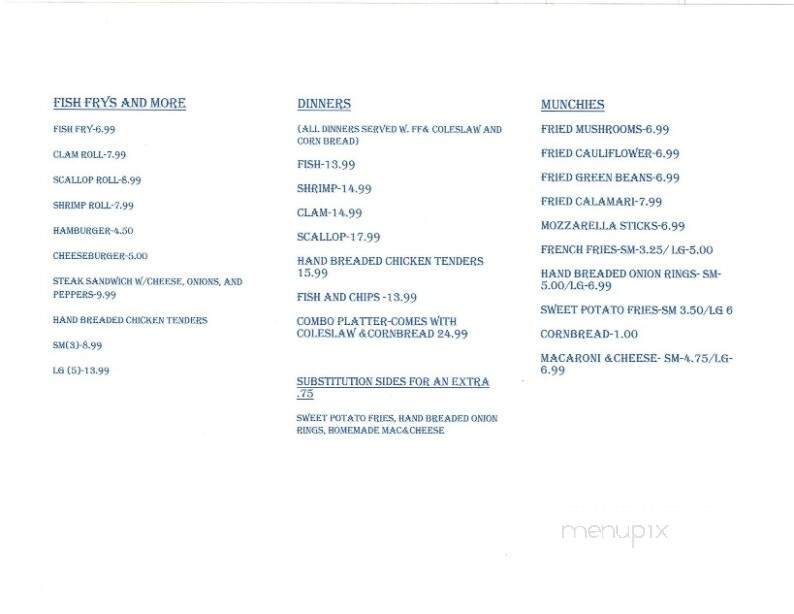 Menu of Off the Hook Fish Fry in Schenectady, NY 12309