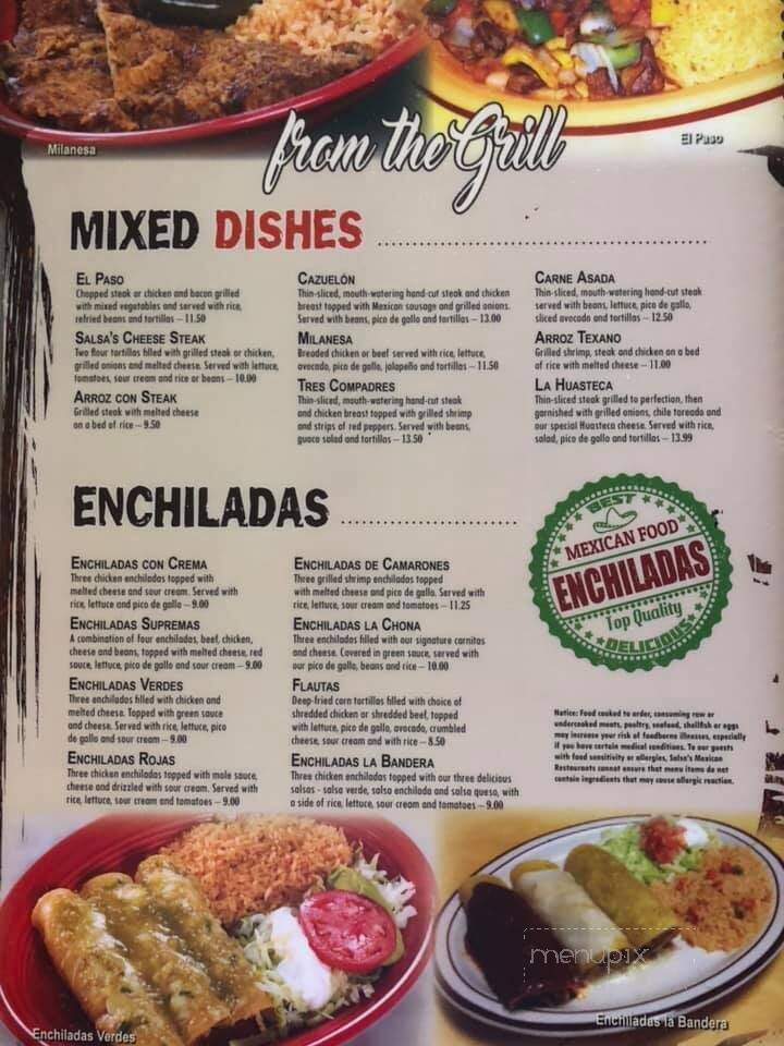 Menu of Salsa's Mexican Cafe in Lusby, MD 20657