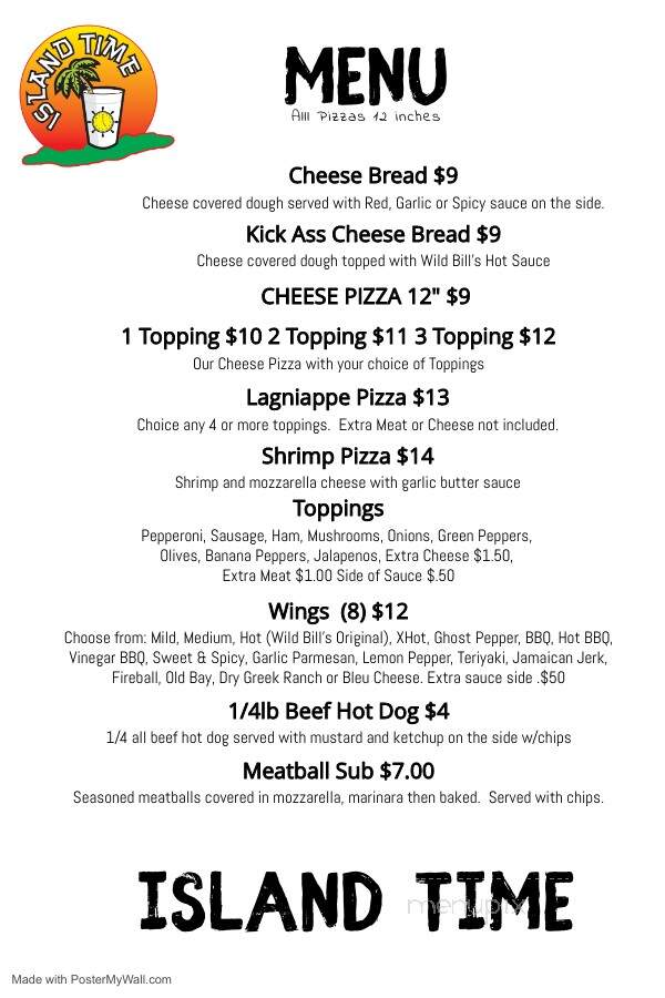 Menu of Island Time Daiquiris in Orange Beach, AL 36561