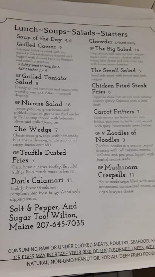 Menu of Salt and Pepper in Wilton, ME 04294