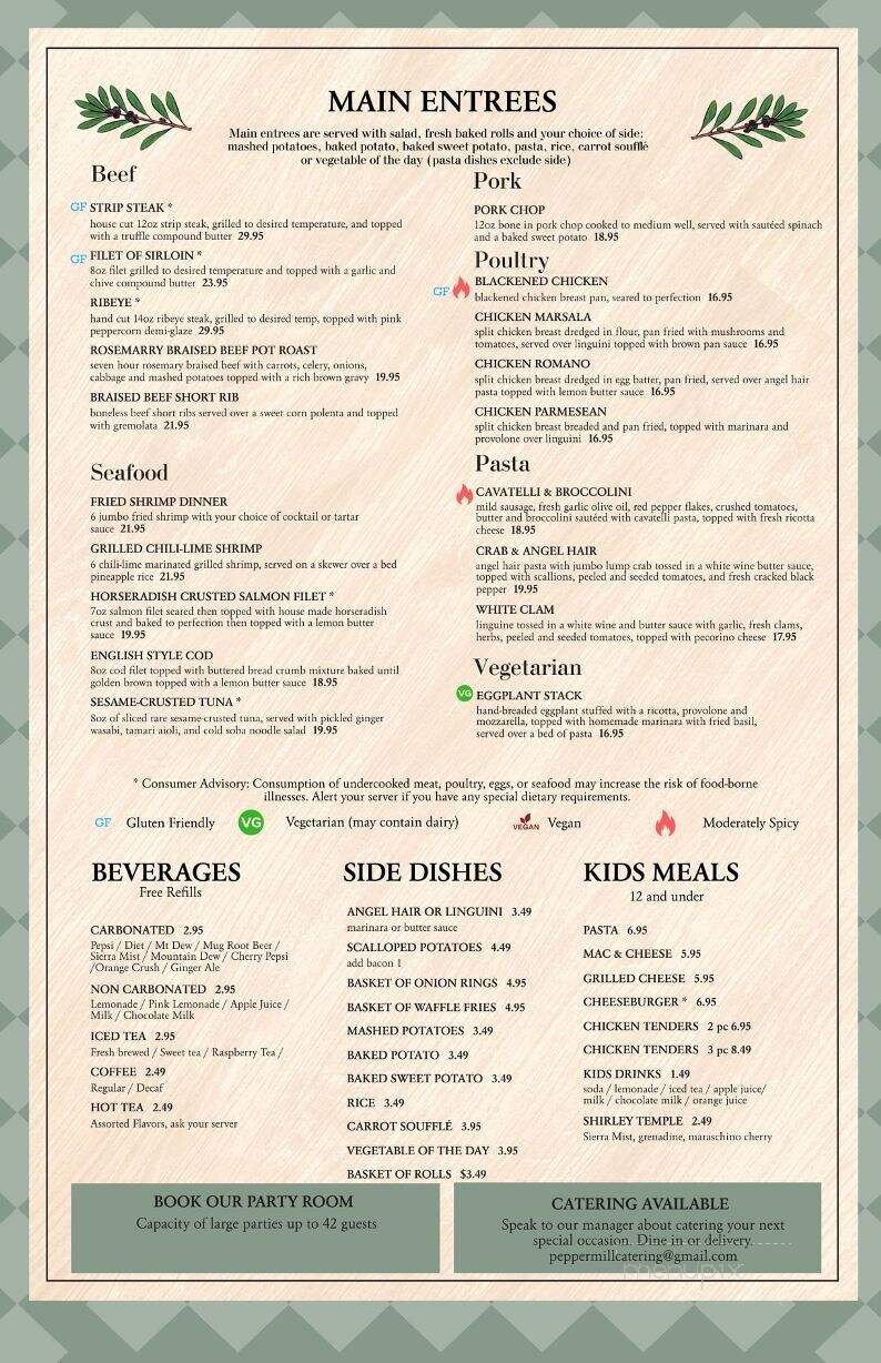 Menu of Peppermill in Irwin, PA 15642