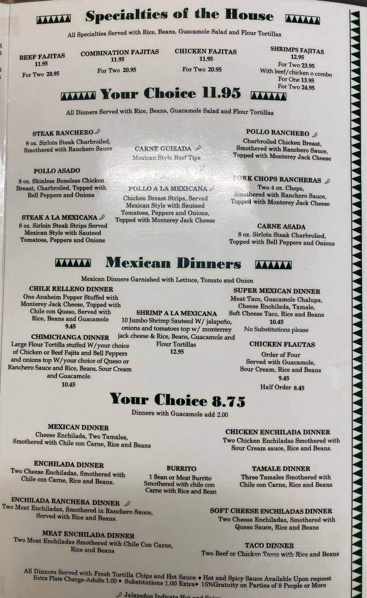 Menu of Mi Familia in Breckenridge, TX 76424