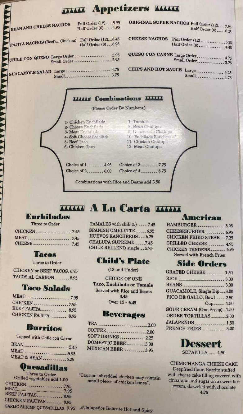 Menu of Mi Familia in Breckenridge, TX 76424