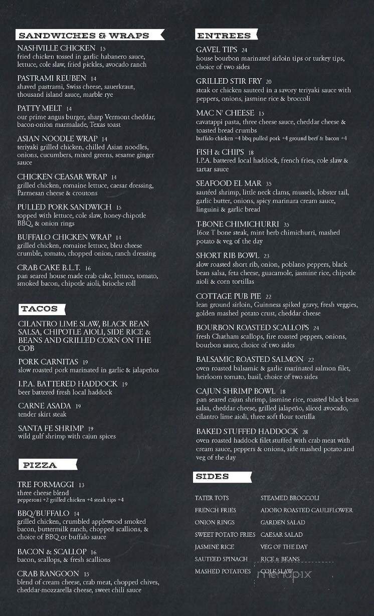 Menu of The Gavel Public House in Wrentham, MA 02093