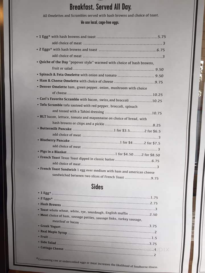 Menu of Ogden's North Street Diner in Madison, WI 53704