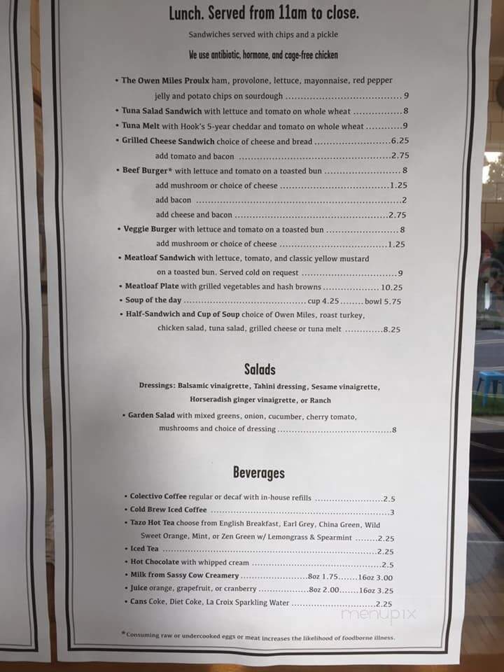 Menu of Ogden's North Street Diner in Madison, WI 53704