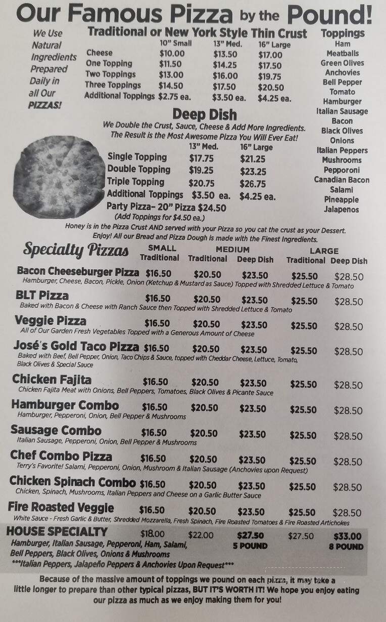 Menu of Pizza By The Pound in Paducah, KY 42001