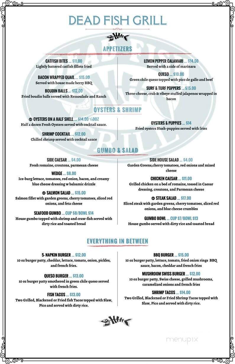 Online Menu of Dead Fish Grill, Belton, TX