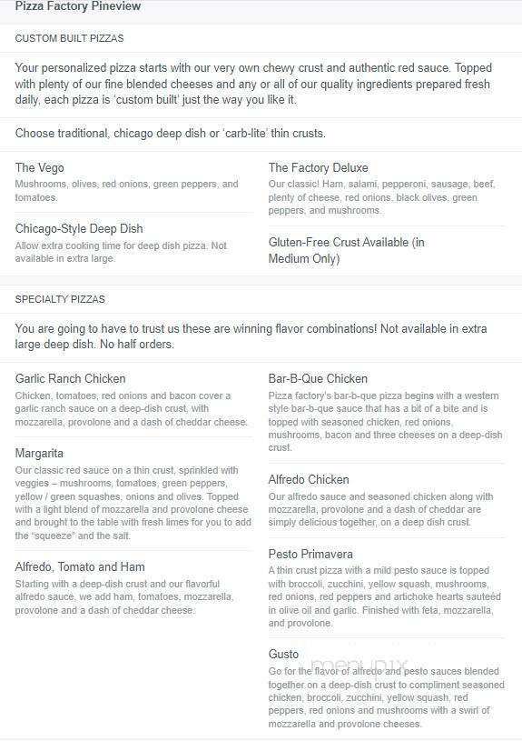 Menu of Pasta Factory in St UT 84770