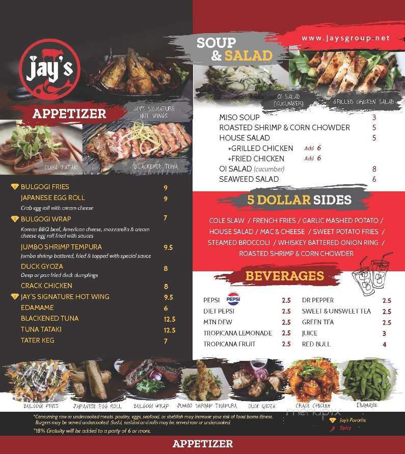 Menu of Jay's 108 in Kinston, NC 28501