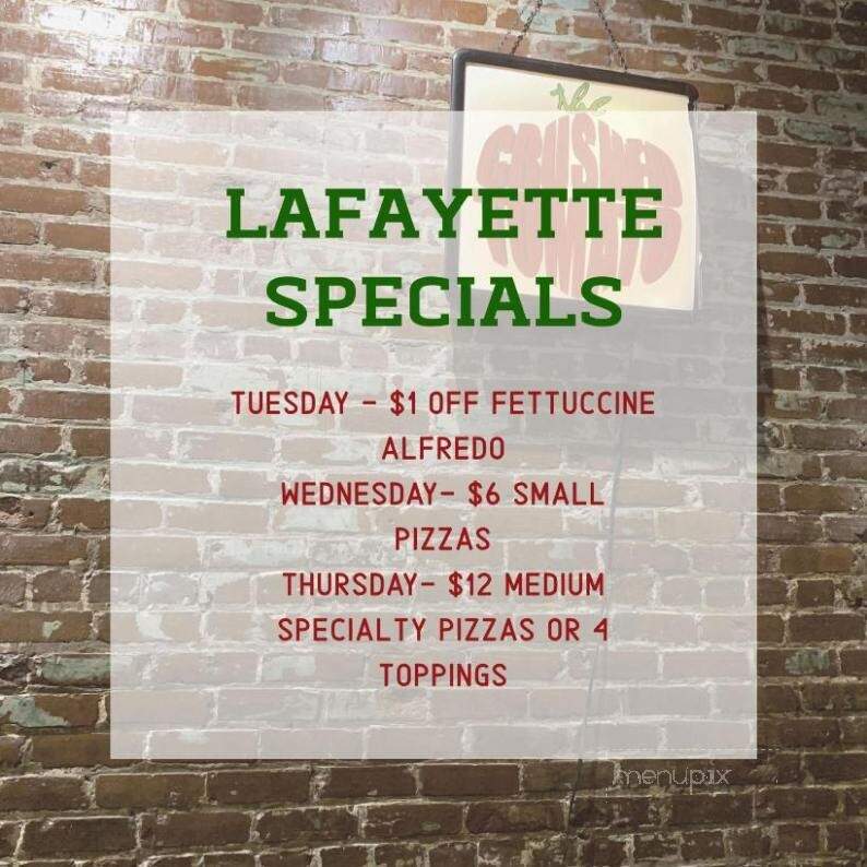 Menu of The Crushed Tomato Pizzeria in Summerville, GA 30747