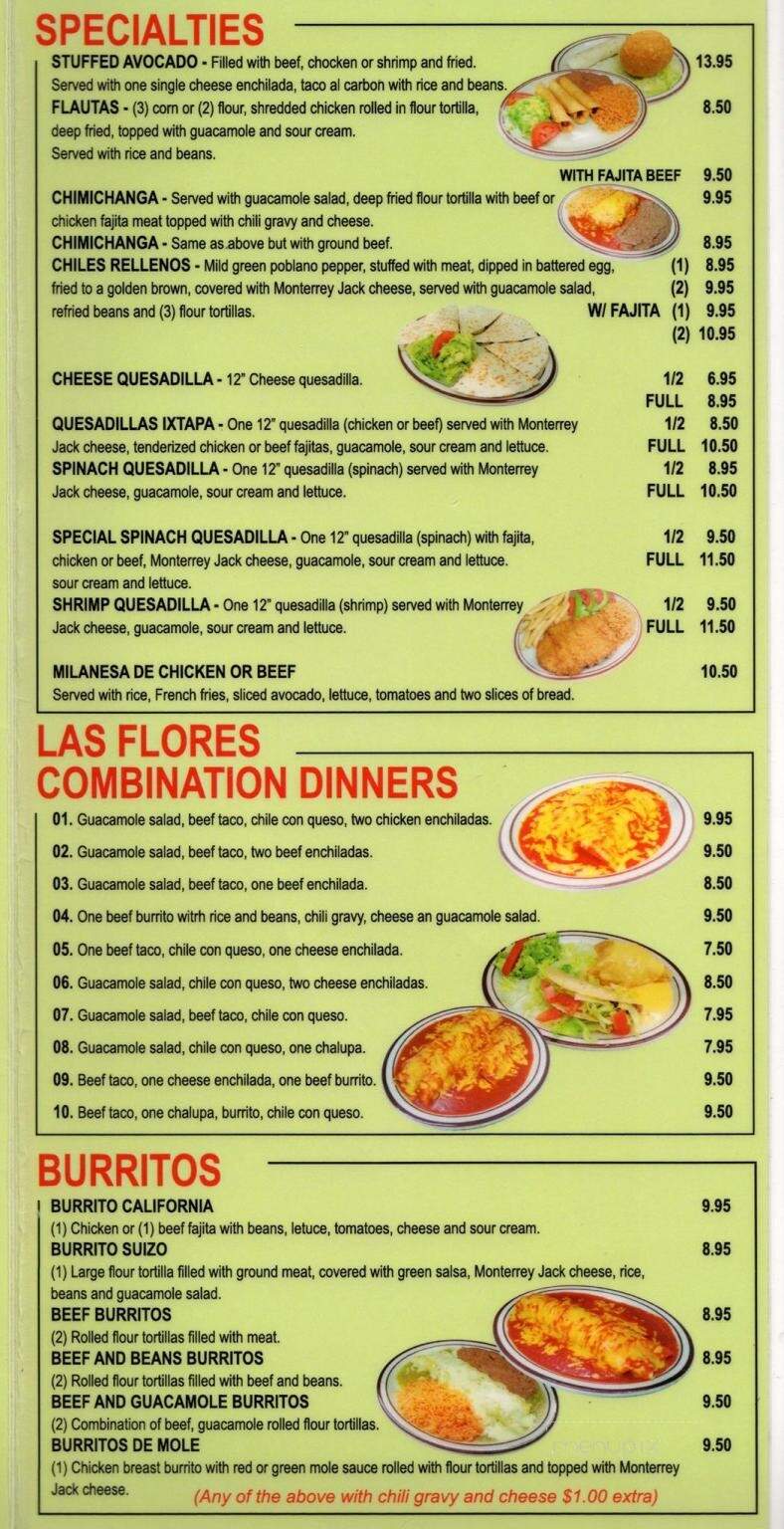 Online Menu of Las Flores Mexican Restaurant, Wallis, TX