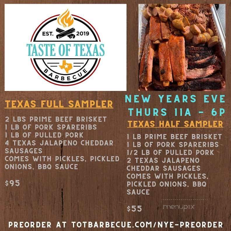 Online Menu of Taste of Texas Barbecue, Byron, CA