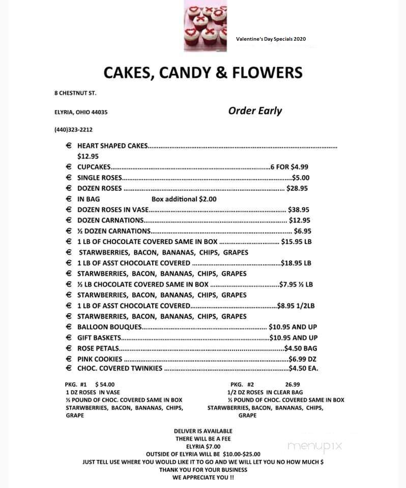 Online Menu of Cakes Candy & Flowers, Elyria, OH