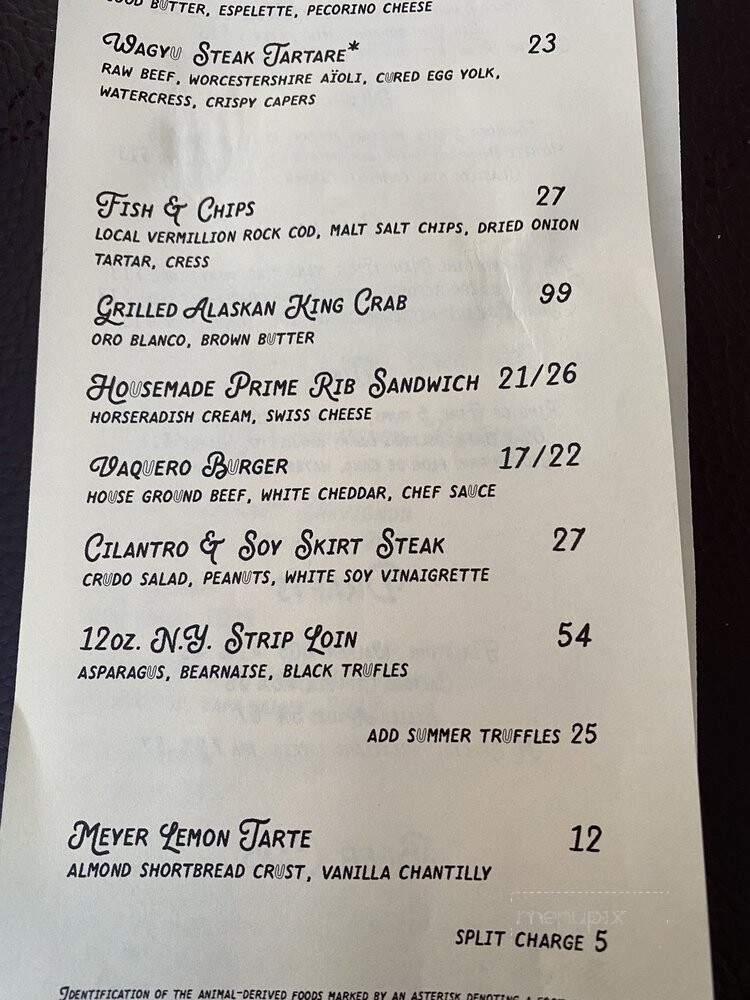 Menu of Coast Range in Solvang, CA 93463