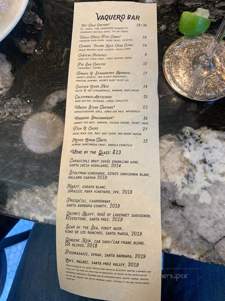 Menu of Coast Range in Solvang, CA 93463
