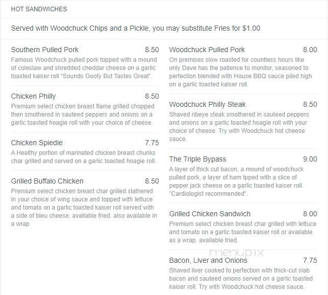 Menu of Woodchuck Saloon in Oswego, NY 13126