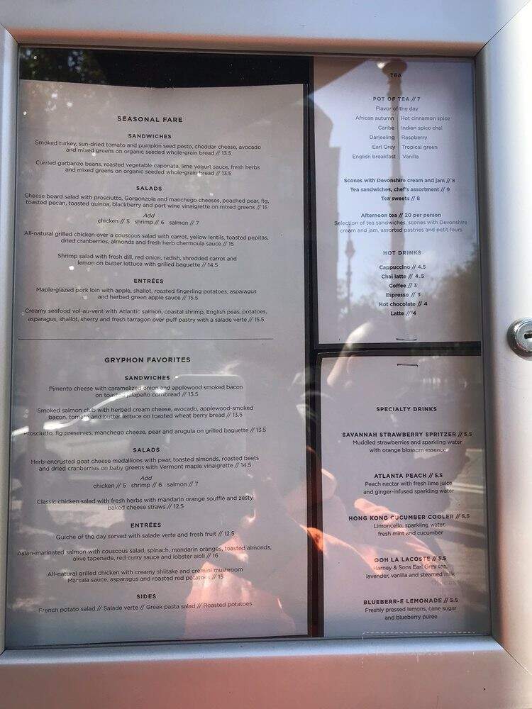 Menu of Gryphon Tea Room in Savannah, GA 31401