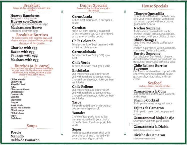 Online Menu of Tortilleria Flores, Yuba City, CA