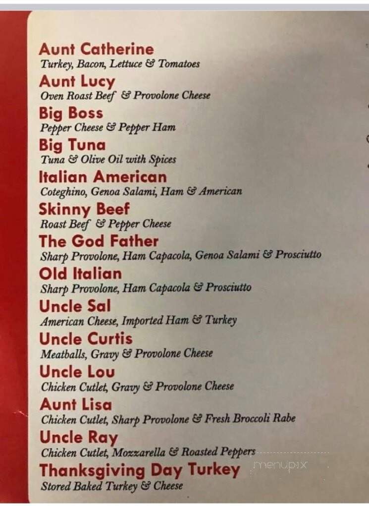 Menu of Cacia's Bakery in Blackwood, NJ 08012