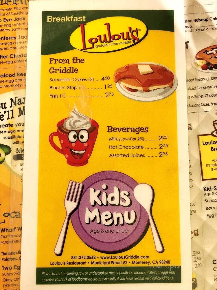 Online Menu of Loulou's Griddle In The Middle, Monterey, CA