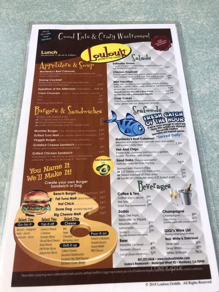 Online Menu of Loulou's Griddle In The Middle, Monterey, CA