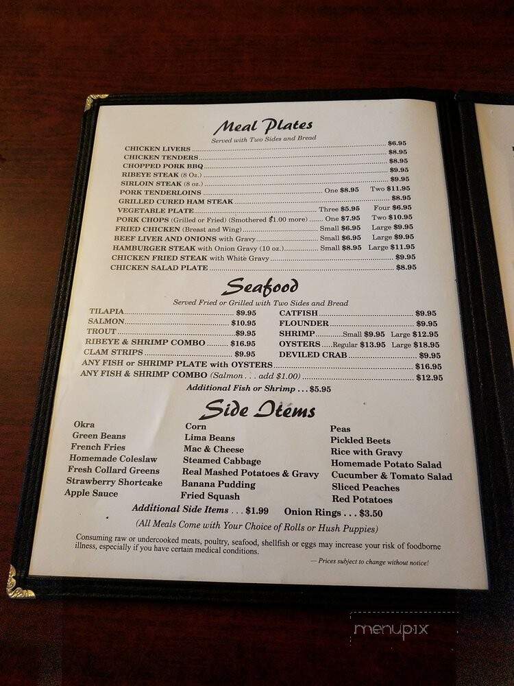 Online Menu of Old South, Creedmoor, NC