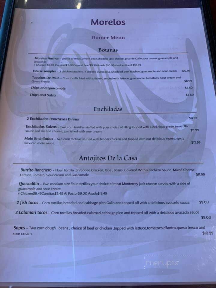 Menu of Morelos Mexican Restaurant in Coburg, OR 97408
