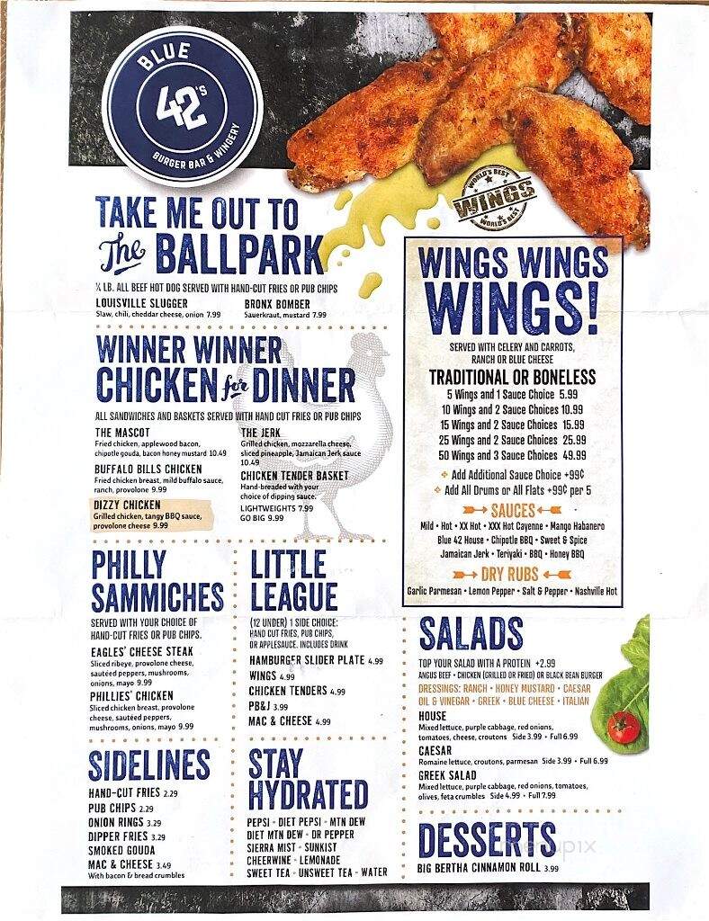 Online Menu of Blue 42s Burger Bar, NC