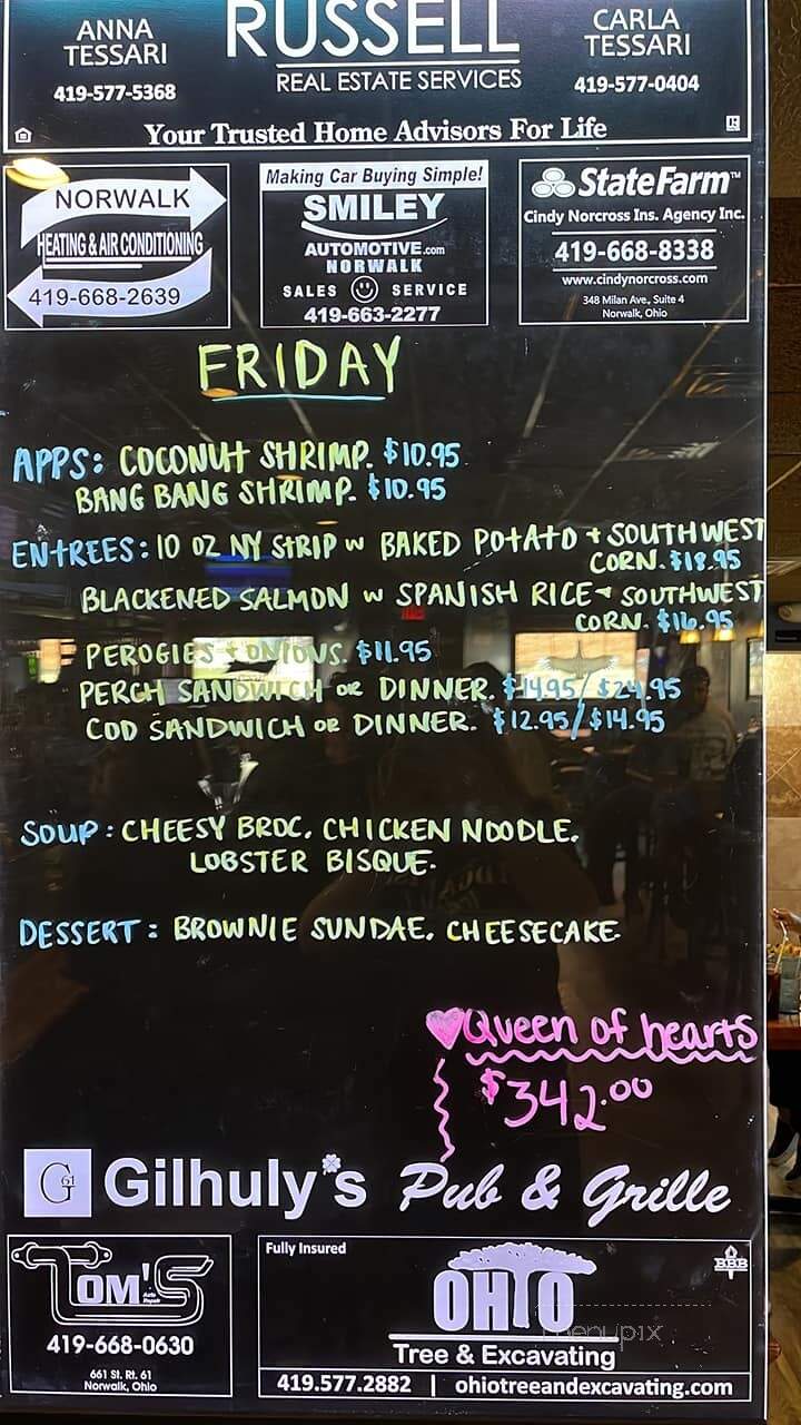 Online Menu of Gilhuly's on 61, Berlin Heights, OH