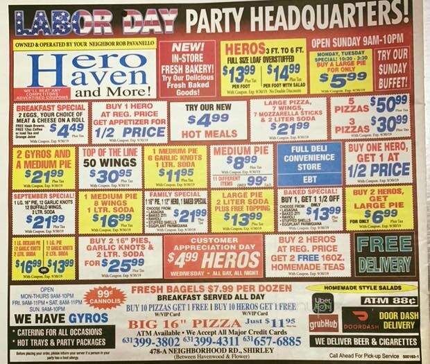 Menu of Hero Haven & More in Shirley, NY 11967