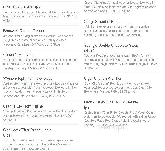 Menu of Coasters Pub in Indian Harbor Beach, FL 32937