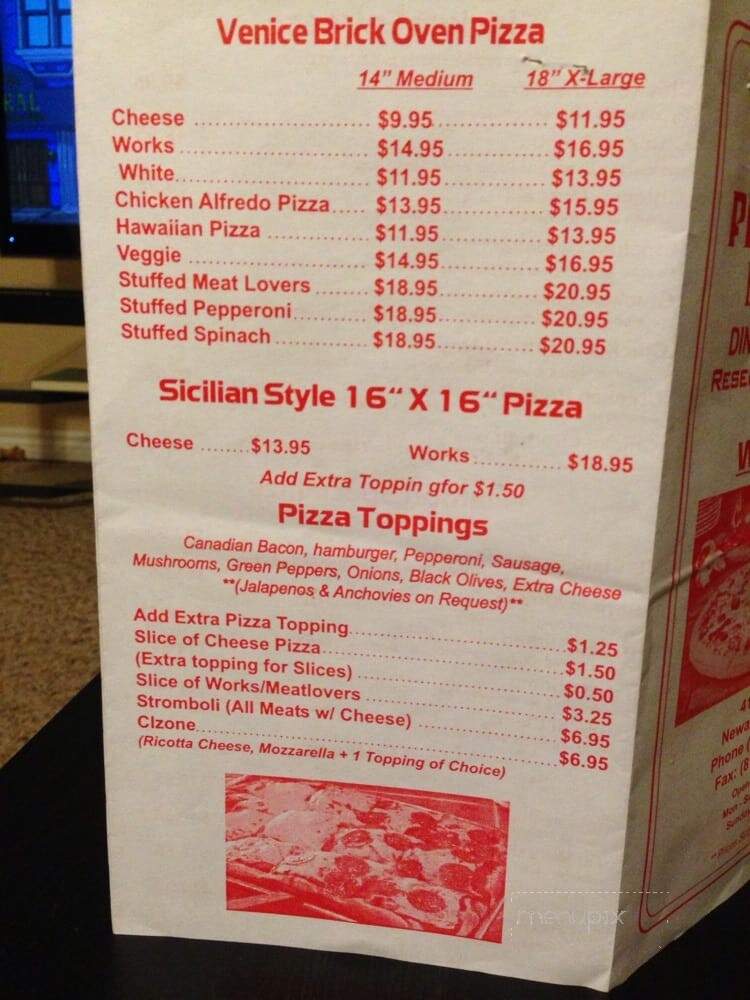Online Menu of Venice Pizza & Pasta, Newark, TX