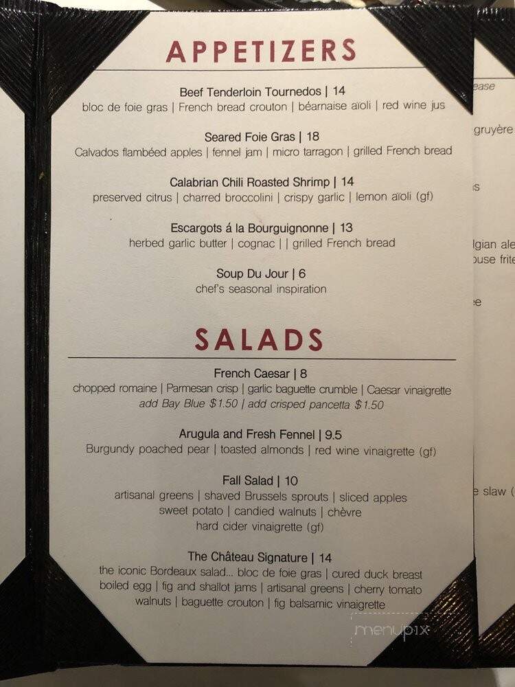 Menu of Chateau 13 Restaurant & Wine Bar in Bradenton, FL 34205