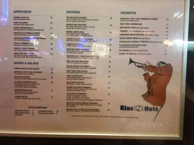 Menu of Blue Note Jazz Club and Restaurant in New York, NY 10012