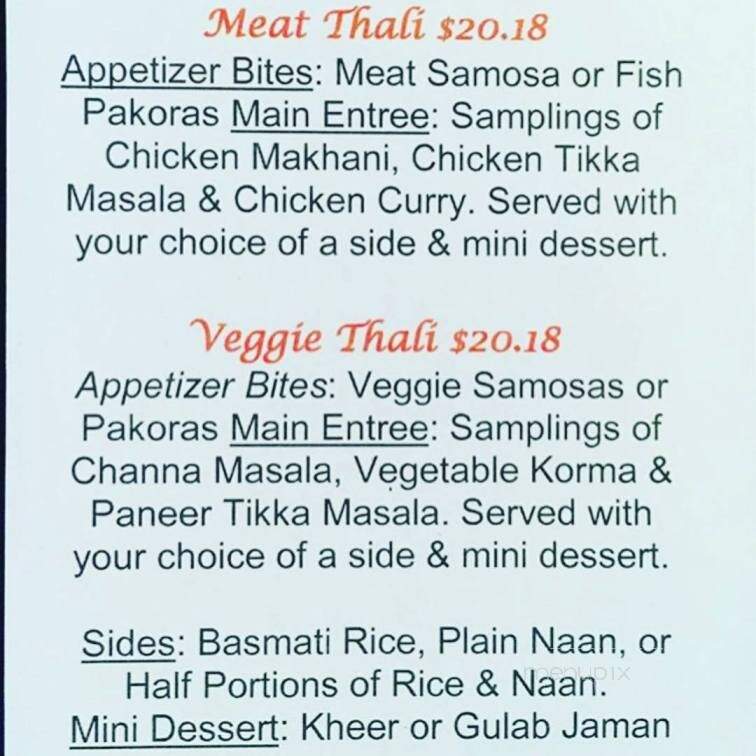 Menu of Kabab & Curry in Buffalo, NY 14221