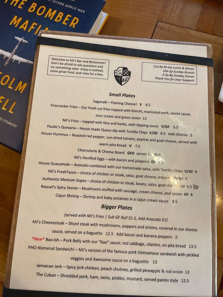 Menu of MJ's Bar And Restaurant in Owego, NY 13827