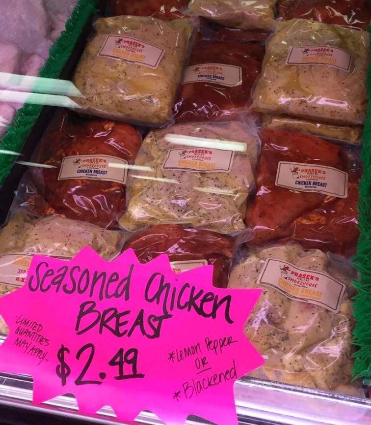 Online Menu of Prasek's Hillje Smokehouse, El Campo, TX