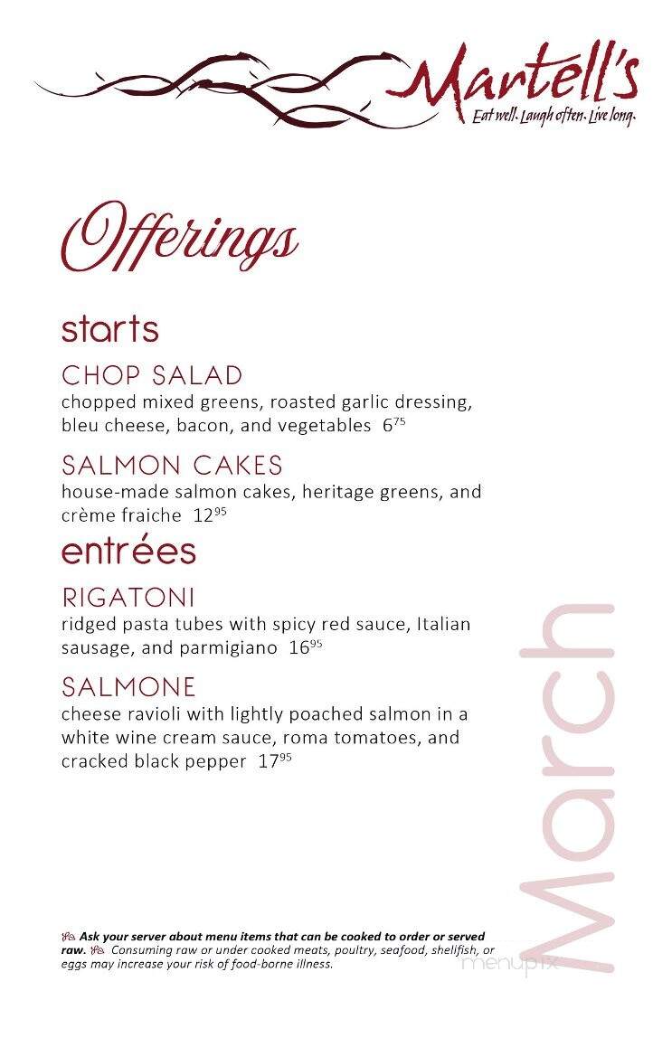 Menu of Martell's in Kalamazoo, MI 49008
