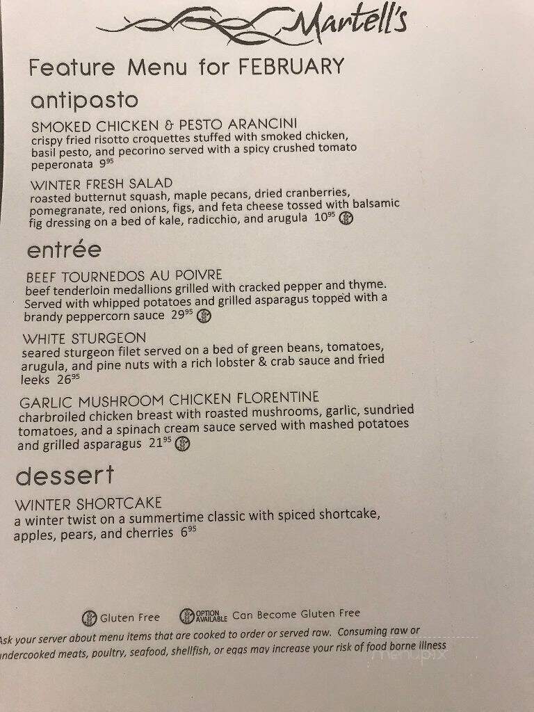 Menu of Martell's in Kalamazoo, MI 49008