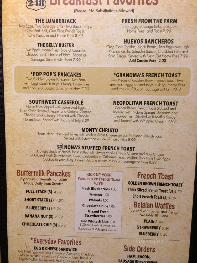 Menu of Diner 248 in Easton, PA 18045